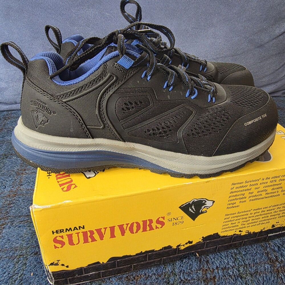 Herman Survivors Work Shoe Womens Size 7.5 Cassle Black / Blue with Box